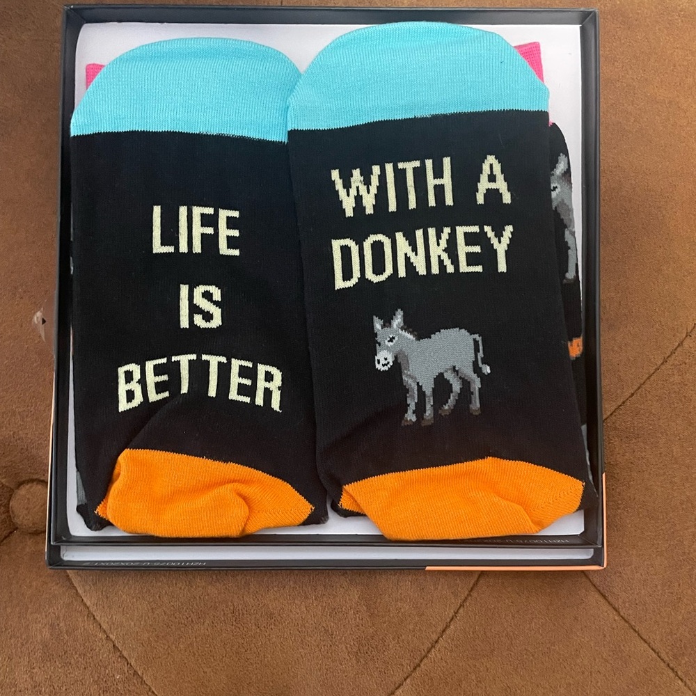 Life is Better with a Donkey Socks - Black and Orange